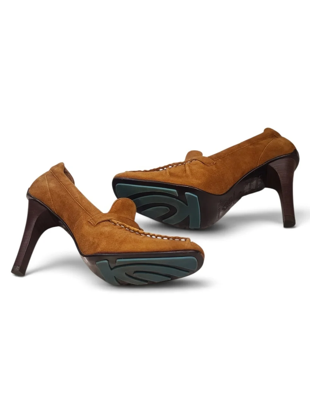 Women's Brown Suede High Heel Loafer Pumps